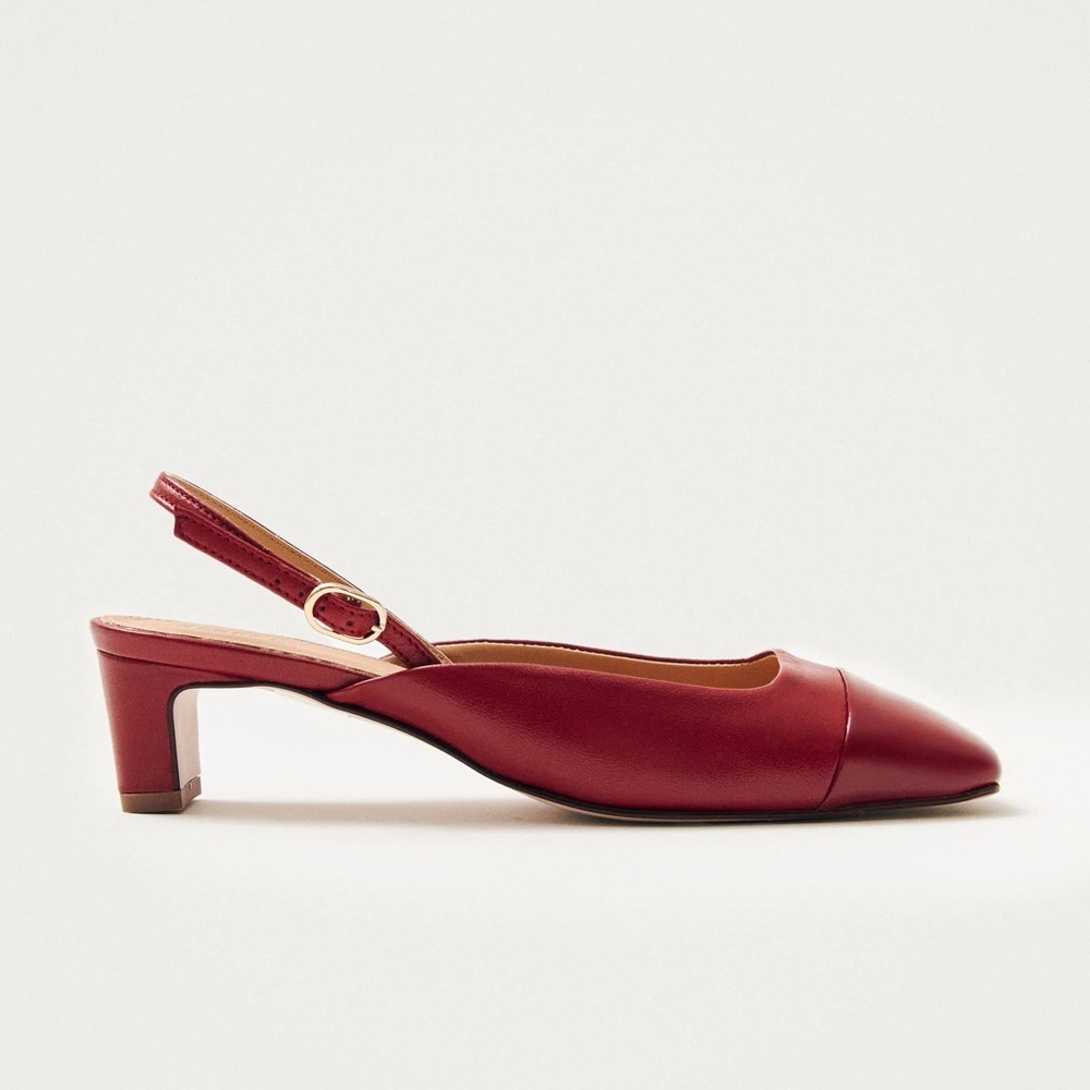 ALOHAS Lindy Bliss Red Leather Slingback Pumps